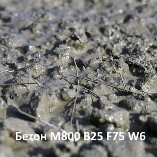 Фибробетон М800 B25 F75 W6 на карбонатном щебне